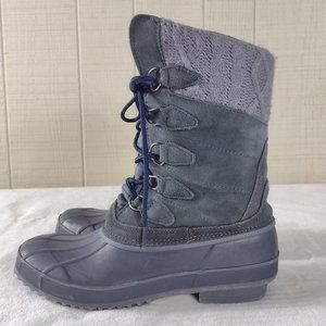 Khombu Cozy Winter Snow Boots Gray Suede Fleece Lined